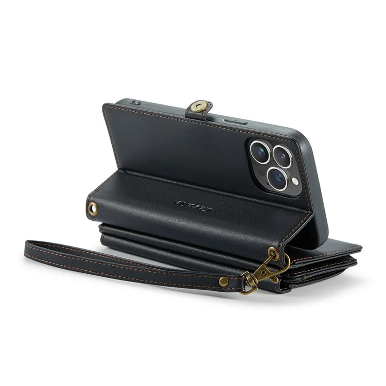CASEME C36 Series For iPhone 14 Pro Max Case Handbag Zipper Pocket Flip Stand Leather Phone Cover