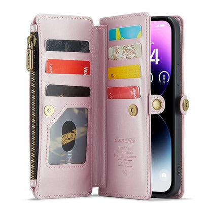 CASEME C36 Series For iPhone 14 Pro Max Case Handbag Zipper Pocket Flip Stand Leather Phone Cover