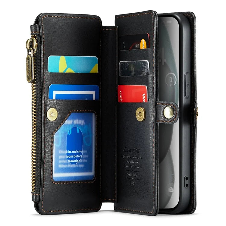 CASEME C36 Series For iPhone 15 Case Magnetic Handbag Leather Phone Cover RFID Blocking