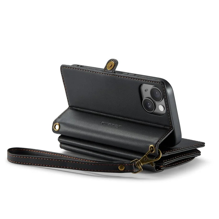 CASEME C36 Series For iPhone 15 Case Magnetic Handbag Leather Phone Cover RFID Blocking
