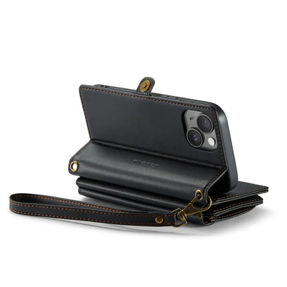 CASEME C36 Series For iPhone 15 Case Magnetic Handbag Leather Phone Cover RFID Blocking