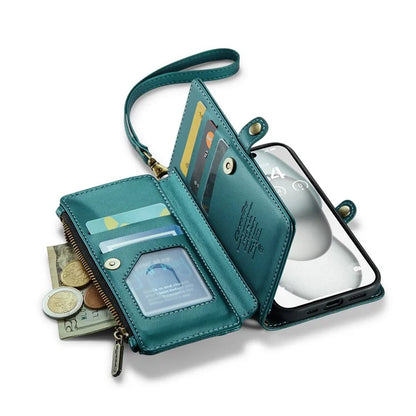 CASEME C36 Series For iPhone 15 Case Magnetic Handbag Leather Phone Cover RFID Blocking