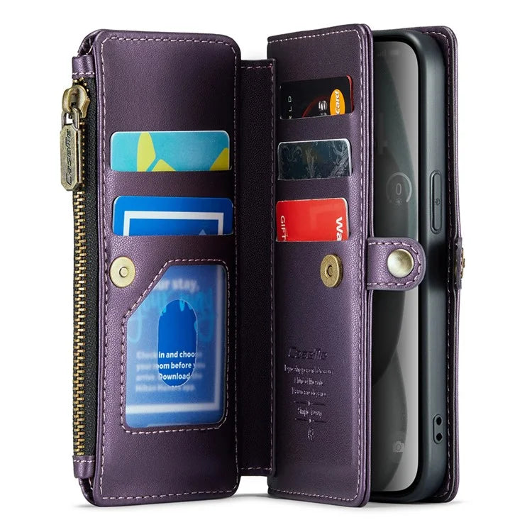 CASEME C36 Series For iPhone 15 Case Magnetic Handbag Leather Phone Cover RFID Blocking