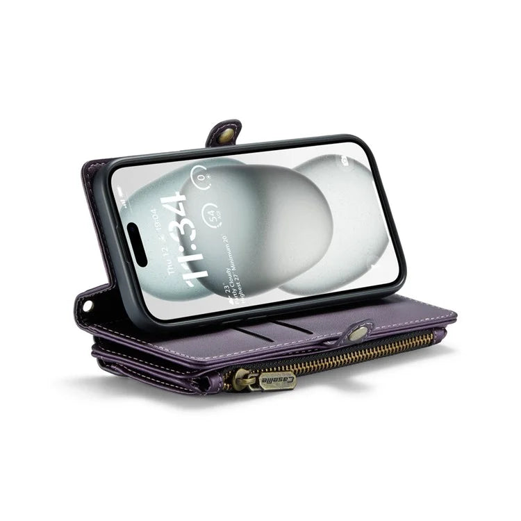 CASEME C36 Series For iPhone 15 Case Magnetic Handbag Leather Phone Cover RFID Blocking