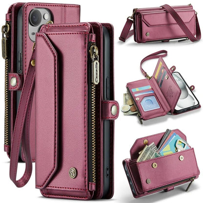 CASEME C36 Series For iPhone 15 Case Magnetic Handbag Leather Phone Cover RFID Blocking
