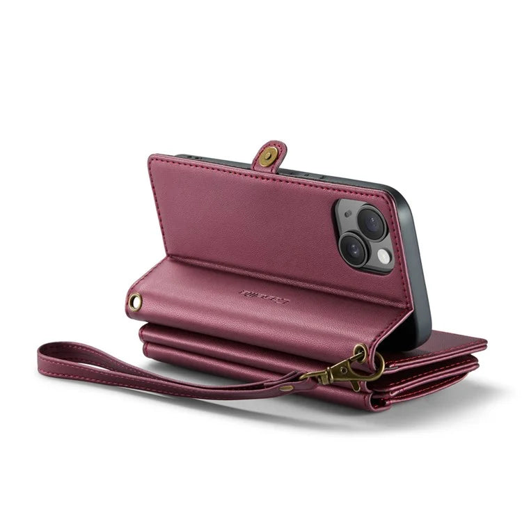 CASEME C36 Series For iPhone 15 Case Magnetic Handbag Leather Phone Cover RFID Blocking