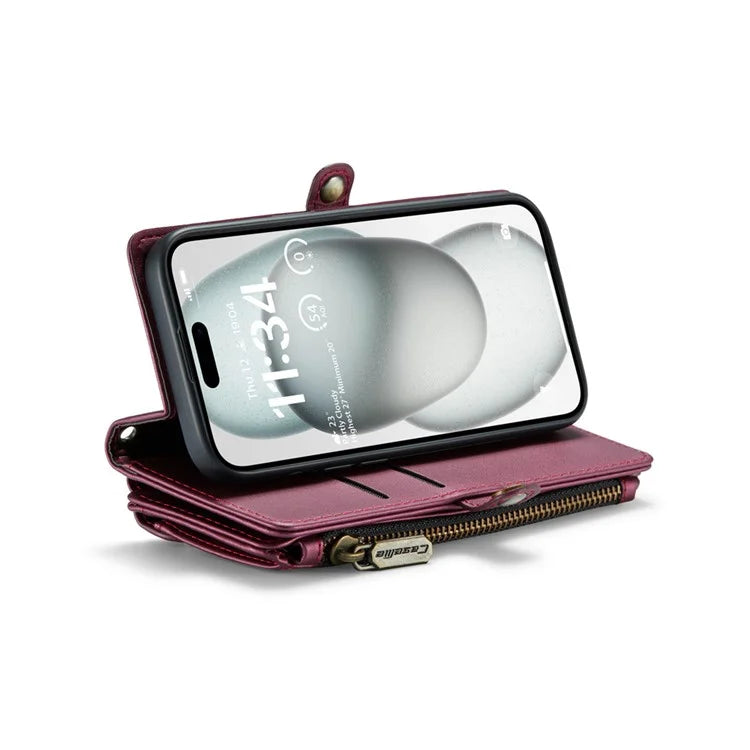 CASEME C36 Series For iPhone 15 Case Magnetic Handbag Leather Phone Cover RFID Blocking