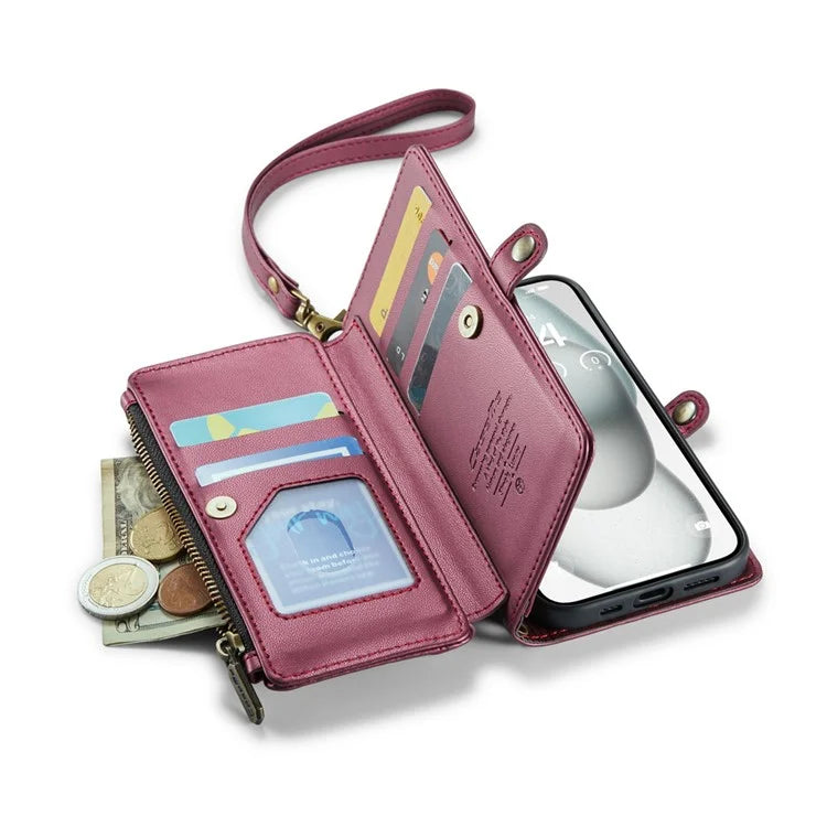 CASEME C36 Series For iPhone 15 Case Magnetic Handbag Leather Phone Cover RFID Blocking