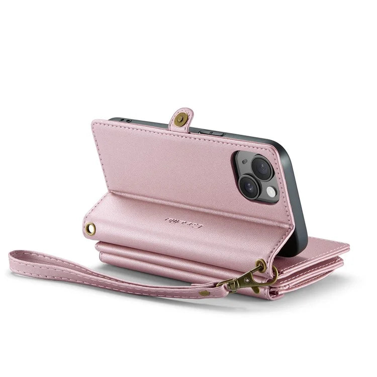 CASEME C36 Series For iPhone 15 Case Magnetic Handbag Leather Phone Cover RFID Blocking