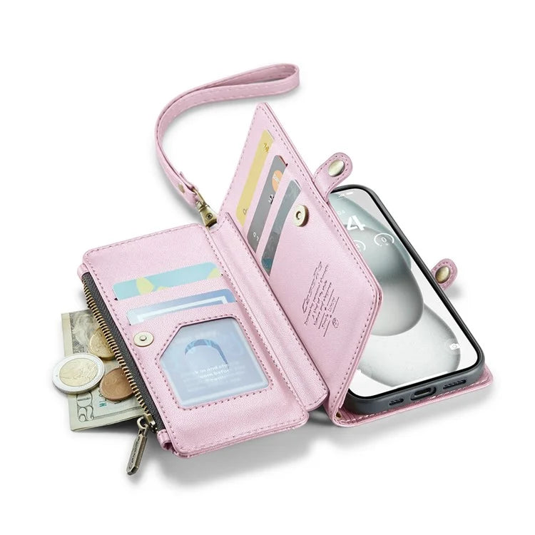 CASEME C36 Series For iPhone 15 Case Magnetic Handbag Leather Phone Cover RFID Blocking