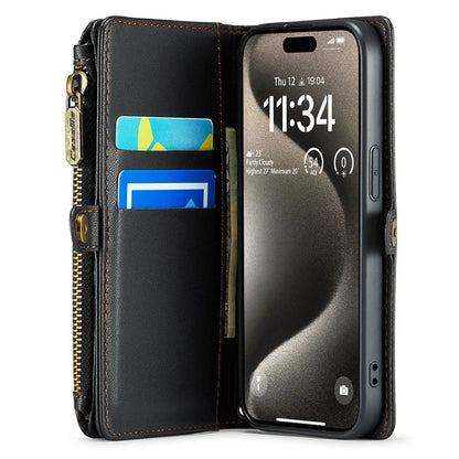CASEME C36 Series For iPhone 15 Pro Case RFID Blocking Flip Leather Handbag Phone Cover