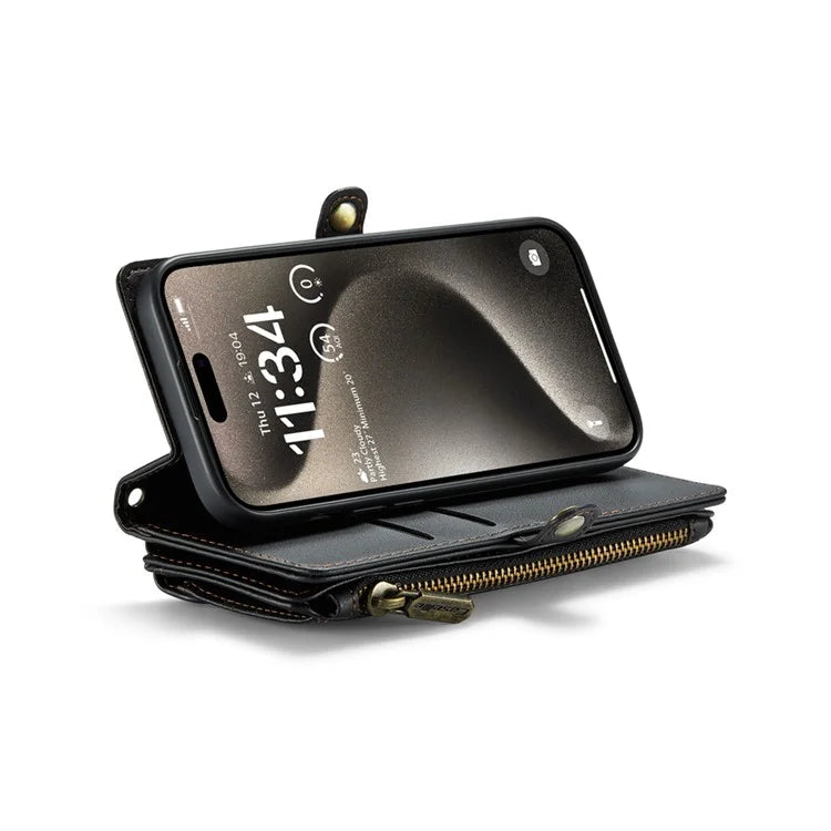 CASEME C36 Series For iPhone 15 Pro Case RFID Blocking Flip Leather Handbag Phone Cover