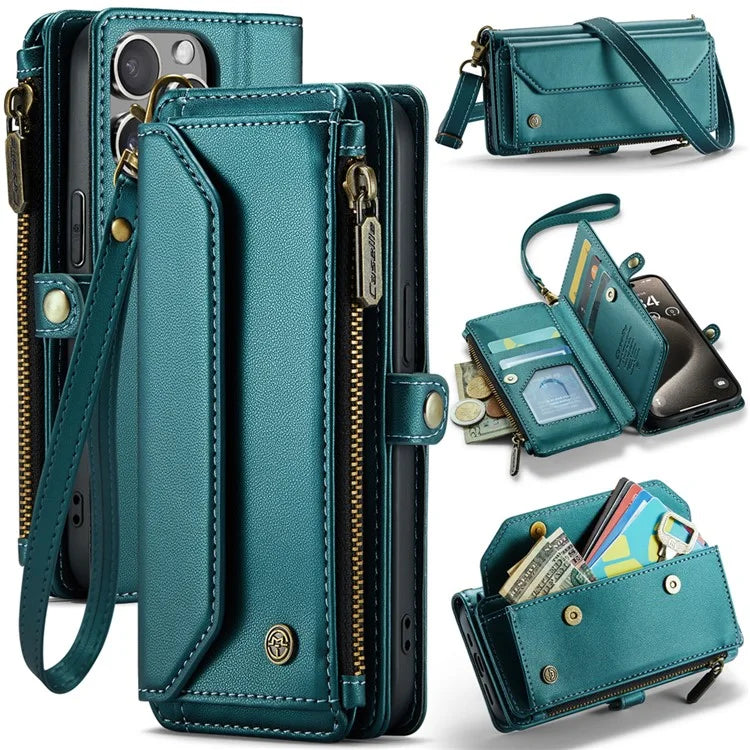 CASEME C36 Series For iPhone 15 Pro Case RFID Blocking Flip Leather Handbag Phone Cover