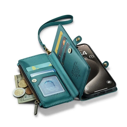 CASEME C36 Series For iPhone 15 Pro Case RFID Blocking Flip Leather Handbag Phone Cover