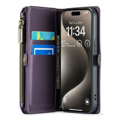 CASEME C36 Series For iPhone 15 Pro Case RFID Blocking Flip Leather Handbag Phone Cover