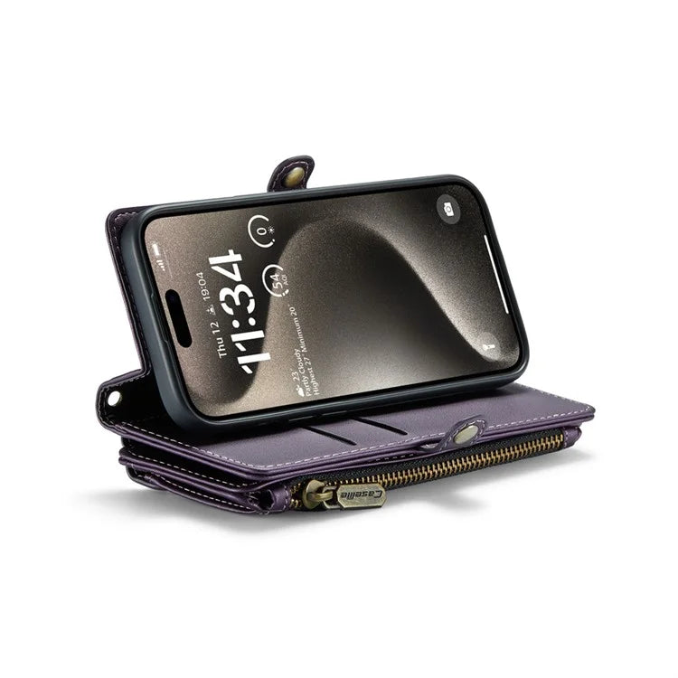 CASEME C36 Series For iPhone 15 Pro Case RFID Blocking Flip Leather Handbag Phone Cover