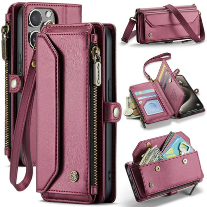 CASEME C36 Series For iPhone 15 Pro Case RFID Blocking Flip Leather Handbag Phone Cover