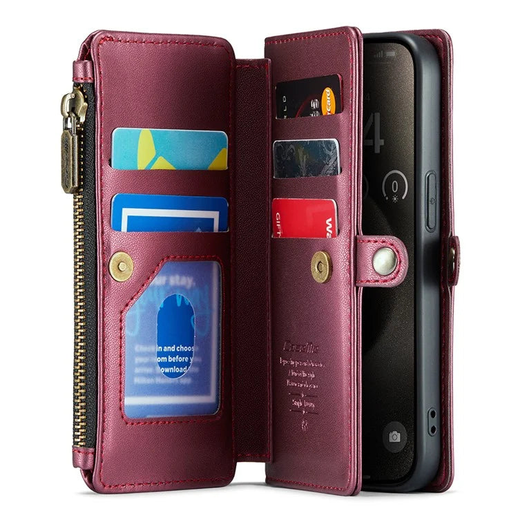 CASEME C36 Series For iPhone 15 Pro Case RFID Blocking Flip Leather Handbag Phone Cover