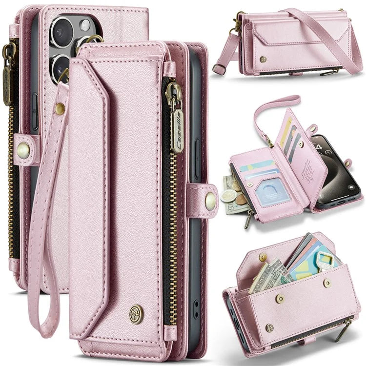 CASEME C36 Series For iPhone 15 Pro Case RFID Blocking Flip Leather Handbag Phone Cover