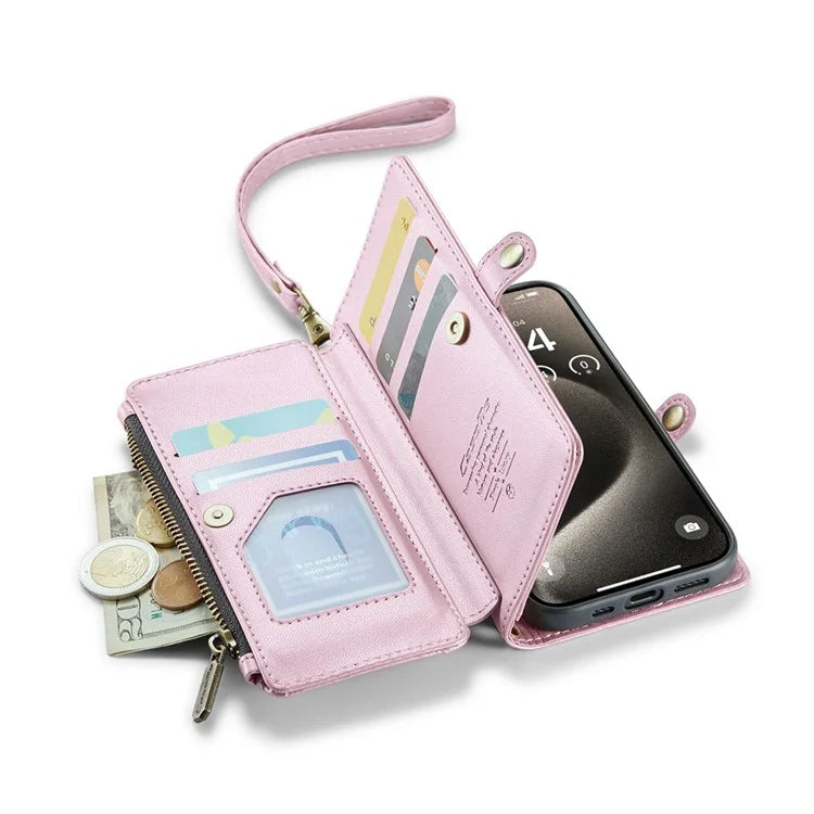 CASEME C36 Series For iPhone 15 Pro Case RFID Blocking Flip Leather Handbag Phone Cover
