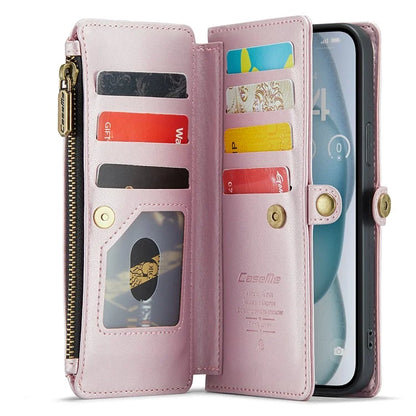 CASEME C36 Series For iPhone 15 Plus Case Leather Magnetic Handbag Zipper Pocket Phone Cover