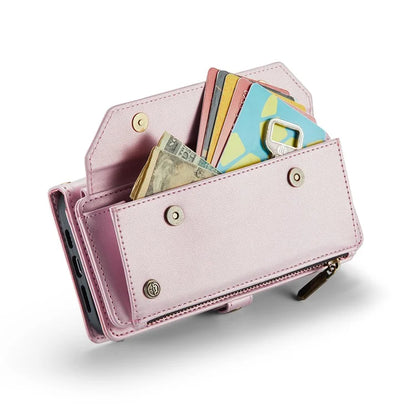 CASEME C36 Series For iPhone 15 Plus Case Leather Magnetic Handbag Zipper Pocket Phone Cover