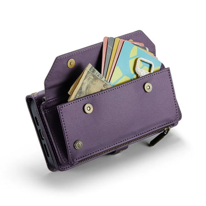 CASEME C36 Series For iPhone 15 Plus Case Leather Magnetic Handbag Zipper Pocket Phone Cover