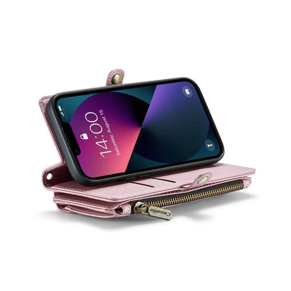 CASEME C36 Series For iPhone 13 Case RFID Blocking Zipper Leather Phone Cover with Crossbody Lanyard