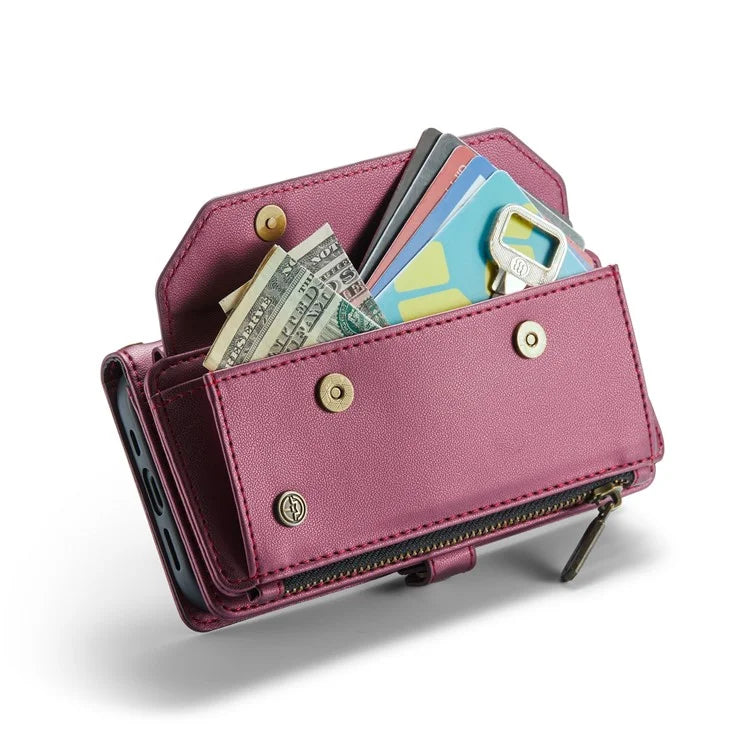 CASEME C36 Series For iPhone 13 mini Case Wallet Leather Crossbody Cell Phone Purse Cover