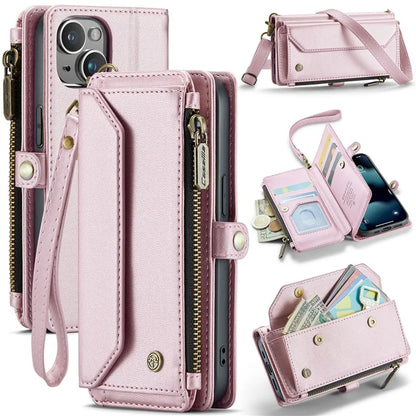 CASEME C36 Series For iPhone 13 mini Case Wallet Leather Crossbody Cell Phone Purse Cover