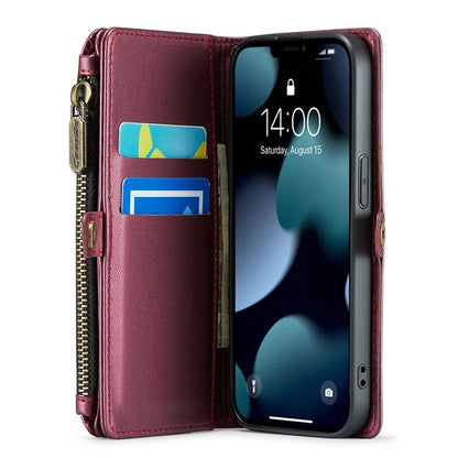CASEME C36 Series For iPhone 13 Pro Case 7 Card Slots Leather Wallet Shockproof Phone Cover with Crossbody Lanyard