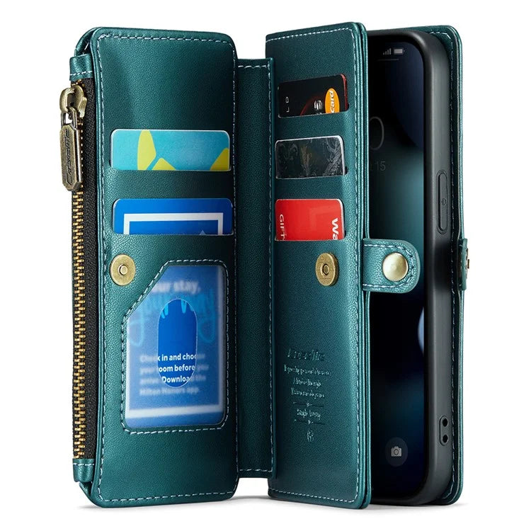 CASEME C36 Series For iPhone 13 Pro Case 7 Card Slots Leather Wallet Shockproof Phone Cover with Crossbody Lanyard
