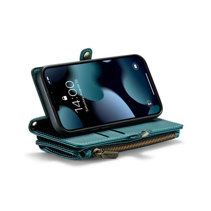 CASEME C36 Series For iPhone 13 Pro Case 7 Card Slots Leather Wallet Shockproof Phone Cover with Crossbody Lanyard