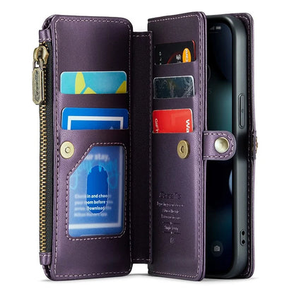 CASEME C36 Series For iPhone 13 Pro Case 7 Card Slots Leather Wallet Shockproof Phone Cover with Crossbody Lanyard