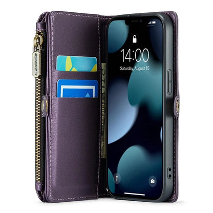 CASEME C36 Series For iPhone 13 Pro Case 7 Card Slots Leather Wallet Shockproof Phone Cover with Crossbody Lanyard