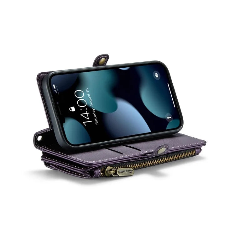 CASEME C36 Series For iPhone 13 Pro Case 7 Card Slots Leather Wallet Shockproof Phone Cover with Crossbody Lanyard