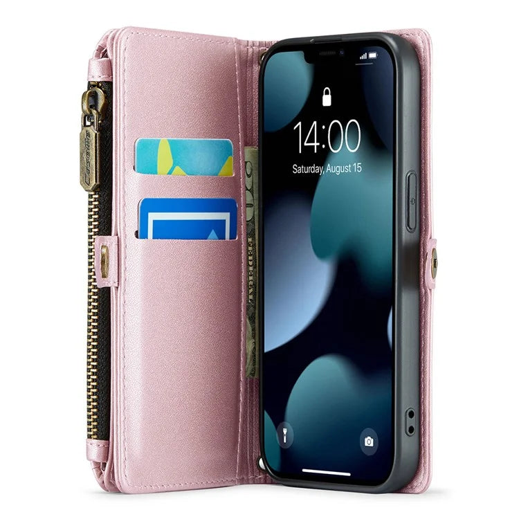 CASEME C36 Series For iPhone 13 Pro Case 7 Card Slots Leather Wallet Shockproof Phone Cover with Crossbody Lanyard