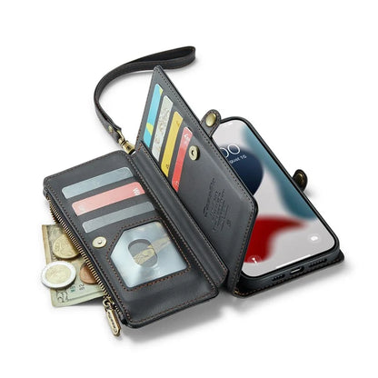 CASEME C36 Series For iPhone 13 Pro Max Case Leather Crossbody Phone Bag Cover 10 Card Holder