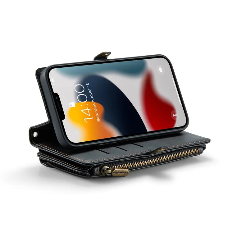 CASEME C36 Series For iPhone 13 Pro Max Case Leather Crossbody Phone Bag Cover 10 Card Holder