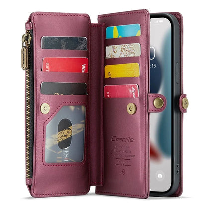 CASEME C36 Series For iPhone 13 Pro Max Case Leather Crossbody Phone Bag Cover 10 Card Holder