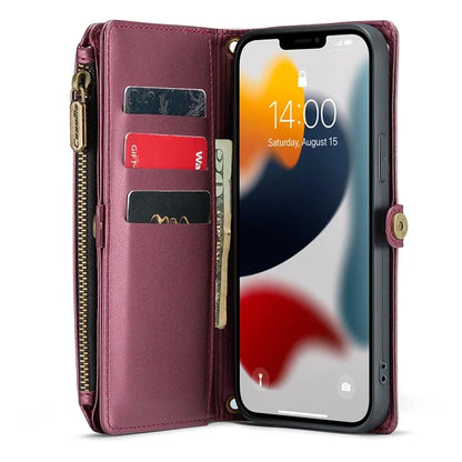 CASEME C36 Series For iPhone 13 Pro Max Case Leather Crossbody Phone Bag Cover 10 Card Holder