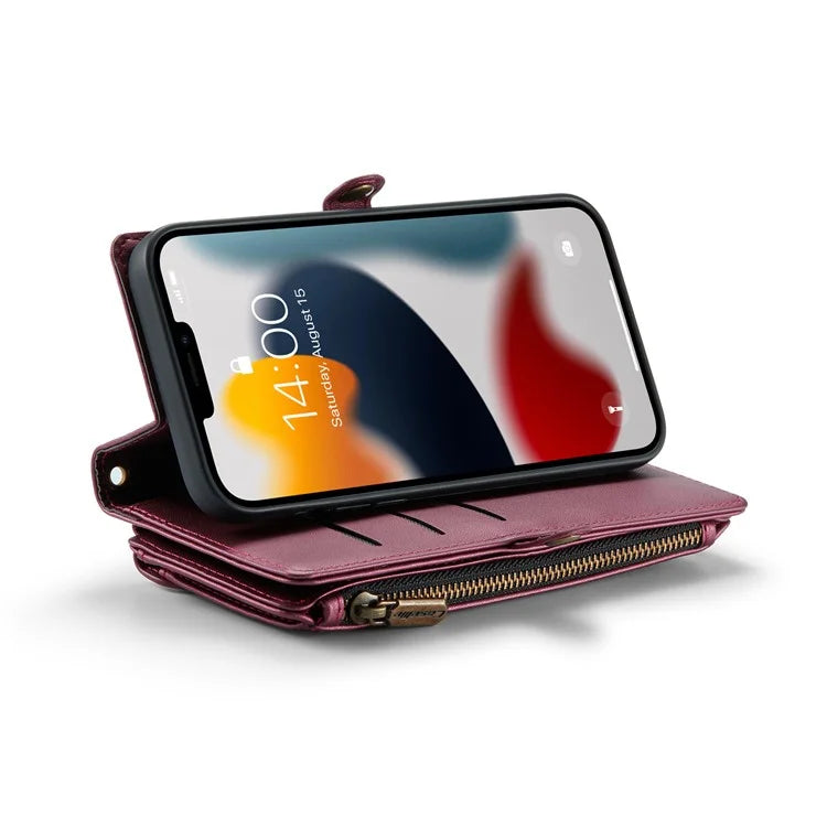 CASEME C36 Series For iPhone 13 Pro Max Case Leather Crossbody Phone Bag Cover 10 Card Holder