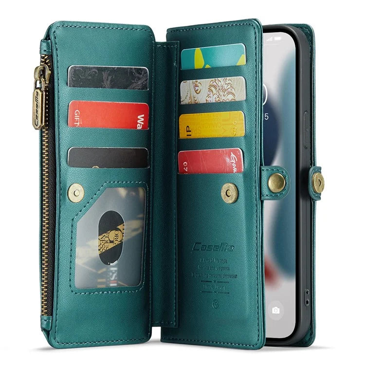 CASEME C36 Series For iPhone 13 Pro Max Case Leather Crossbody Phone Bag Cover 10 Card Holder