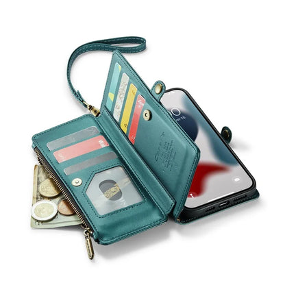 CASEME C36 Series For iPhone 13 Pro Max Case Leather Crossbody Phone Bag Cover 10 Card Holder