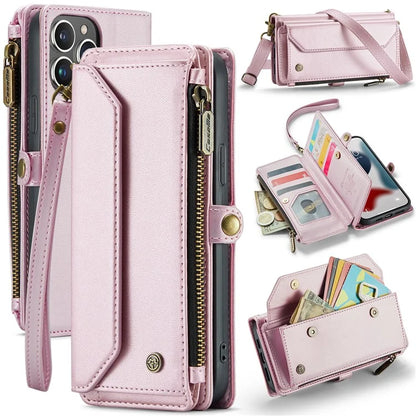 CASEME C36 Series For iPhone 13 Pro Max Case Leather Crossbody Phone Bag Cover 10 Card Holder