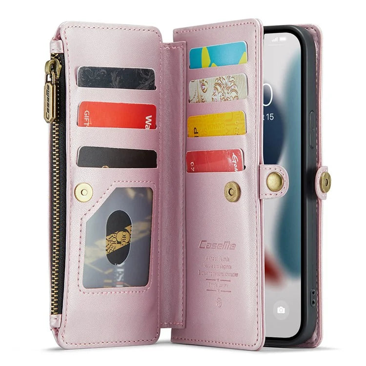 CASEME C36 Series For iPhone 13 Pro Max Case Leather Crossbody Phone Bag Cover 10 Card Holder