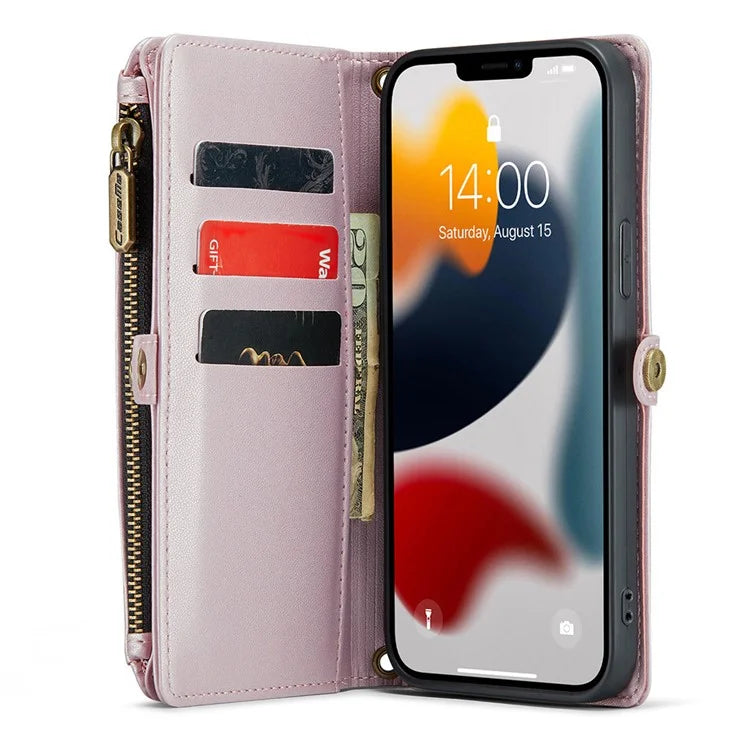 CASEME C36 Series For iPhone 13 Pro Max Case Leather Crossbody Phone Bag Cover 10 Card Holder