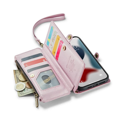 CASEME C36 Series For iPhone 13 Pro Max Case Leather Crossbody Phone Bag Cover 10 Card Holder