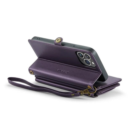 CASEME C36 Series For iPhone 13 Pro Max Case Leather Crossbody Phone Bag Cover 10 Card Holder