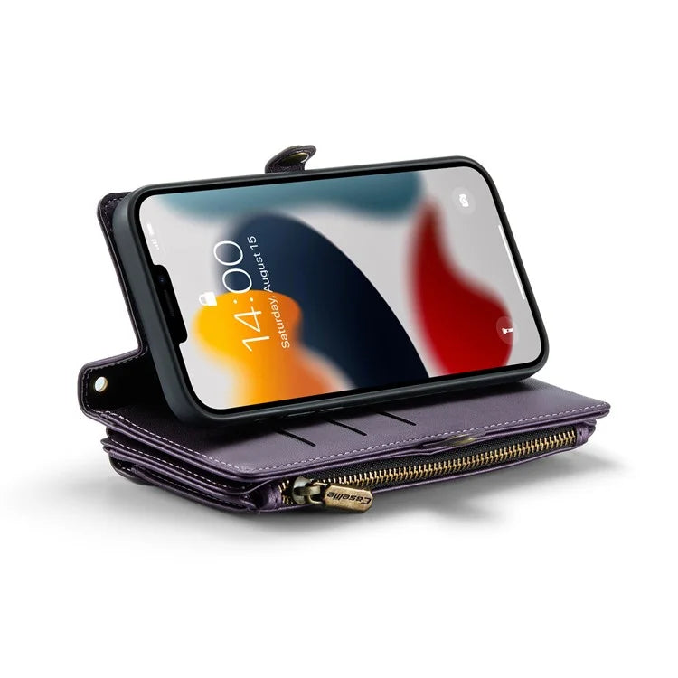 CASEME C36 Series For iPhone 13 Pro Max Case Leather Crossbody Phone Bag Cover 10 Card Holder